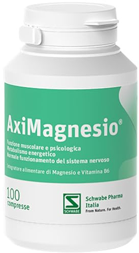 SCHWABE ÀxiMagnesio 100 Compresse - Integratore Alimentare abase di 8 Diverse Fonti di Magnesio, Migliore Assorbimento Intestinale, Senza Glutine e Adatto ai Vegani