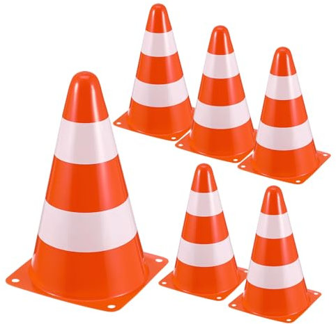 Generico 6 Pezzi Coni Stradali Arancioni visibilità e Design Riflettente per Sicurezza e Allenamento Sportivo Coni e Resistente Facile da Trasportare e Installare