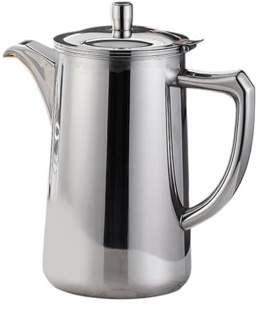 KiBcsLic Jarra de Agua de Acero Inoxidable con Tapa, dispensador de Bebidas Multiusos de 2 l para Camping, Picnic, Restaurante, Hotel y Cocina, Pico Corto