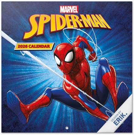 Grupo Erik: Calendario 2026 da Muro Fumetti Spiderman | Calendario geniale 2026-30x30cm + Poster da parete in Regalo (Spiderman Poster), Planner 2026 - Mensile da Parete