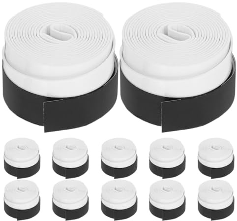Ciieeo 12 Cintas Adhesivas Blancas para Raqueta de Tenis y Bádminton Grip Elástico Perforado Antideslizante Banda Absorbente de Sudor Sobregrip Ligero y Resistente para Deporte