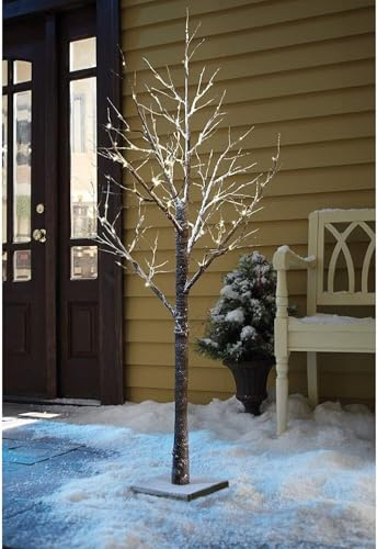 Marco Paul 4ft Christmas Twig Tree with Lights - Large Pre-Lit Twig Tree with 48 Warm White LED Lights Battery Powered Christmas Decorations Indoor and Outdoor for Alternative Xmas Tree