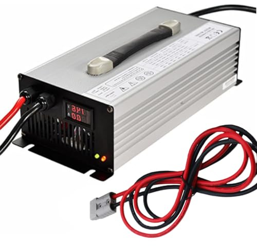 WLEJSL Caricabatterie Rapido per Carrelli Elevatori, Caricabatterie Portatile Intelligente 36V 25A con Display LCD, Connettore Anderson 50A/120A/175A/350A per Auto Elettriche e Barche,175a