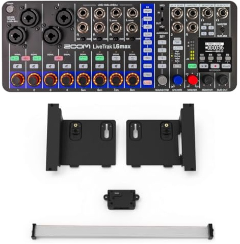 Zoom LiveTrak L6max 12-K Mixer Bundle mit ERL-6 Eurorack Kit | 12-K Tragbarer Mixer mit Zoom ERL-6 Eurorack Adapter, Rackplatten, Netzadapter, Flachbandkabel und 8 Befestigungsschrauben.
