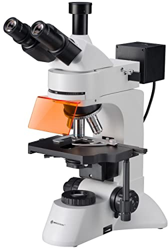 Bresser trinokulares Fluoreszenz und Durchlicht Mikroskop Science ADL-601F 40-600x Vergrößerung, planachr. Objektive, koaxialer Kreuztisch, LED Durchlicht, 4 fach LED für Auflicht, Kameratubus