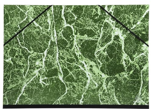 Exacompta Carton à dessin papier marbré verni avec élastiques 37x52 cm - Pour format 1/2 raisin - Vert