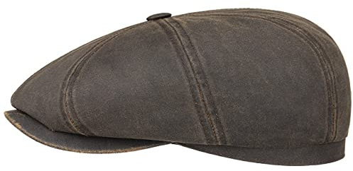 Stetson Hatteras Old Cotton Schiebermütze Damen Herren Newsboy Cap UV-Schutz 40 Ballonmütze Wasserabweisend Schildmütze mit Baumwolle Flatcap Sommer Winter braun L (58-59 cm)