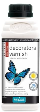 Polyvine Decorators Varnish Gloss, Satin or Dead Flat – Water Resistant Clear Varnish with UV Protection - Seals and Protects Emulsion, Acrylic Paint, Wallpaper, Wood, Furniture, Plaster&Fabric, 500ml