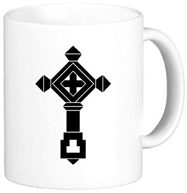 Religion Christentum Belief Kirche schwarz weiß Heiligen Kreuz Säule Kultur, Design Art Illustration Muster Classic Tasse Weiß Keramik Keramik Tasse Milch Kaffee mit Griffe 350 ml