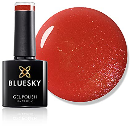 Bluesky Gel Nail Polish, Watermelon Lady A004, Bright, Burnt Orange, Glitter, Red, Long Lasting, Chip Resistant, 10 ml (Requires Curing Under UV LED Lamp)