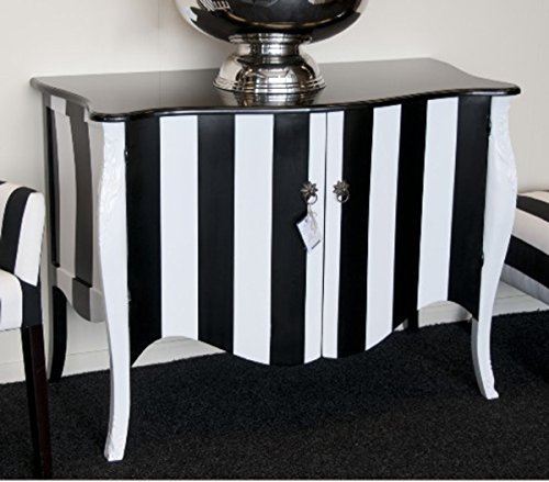 Casa Padrino Barock Kommode Schwarz/Weiß Streifen 120cm