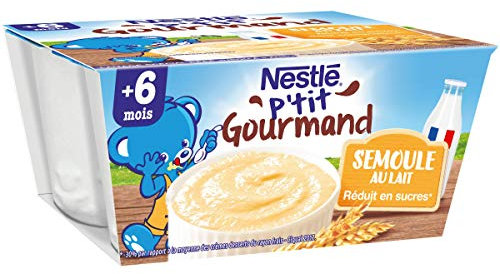 Nestlé Bébé P'tit Gourmand Semoule au Lait - Laitage - 4 x 100g - Dès 6 mois