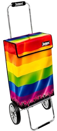 James® Einkaufstwagen Design Rainbow Deluxe, moderner Einkaufstrolley, bunter Lifestyle Trolly, Rollkoffer, 40kg Tragkraft, klappbar, 100 Designs, Made in EU!
