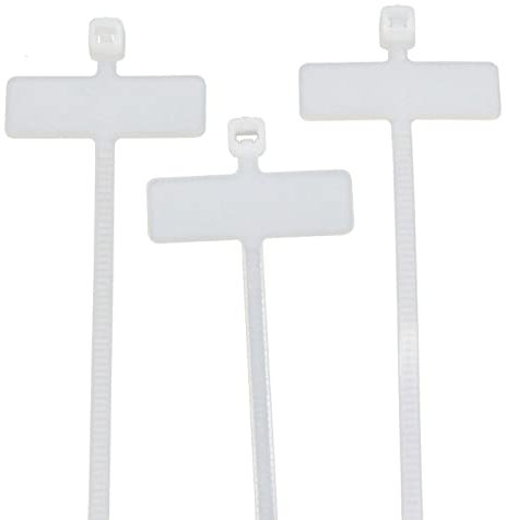 100x Kabelbinder mit Textschild 25x8mm 100 x 2,5mm Weiß Natur 8kg PA6.6 Polyamid Industriequalität