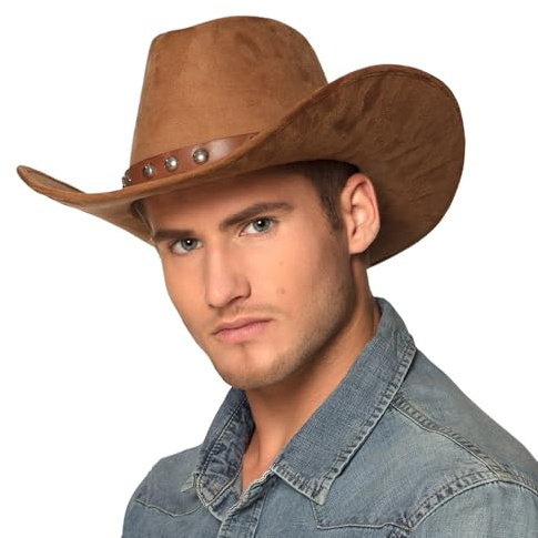 Boland - Cowboyhut Nebraska, 58 cm | Western Hut im Wildleder Look für Karneval, Mottoparty, JGA, Festival und Kostüm