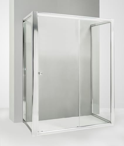 Hydra Box Doccia 3 Lati con 2 Ante fisse e Porta Scorrevole 65x120x65 cm Trasparente