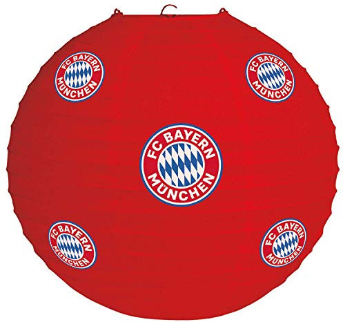 amscan 9906517 - Lampion FC Bayern Munich - 1 pièce - Taille 20 cm - en Papier avec Logo de la Bavière - Parfait comme décoration pour la fête des Fans ou la fête de Football