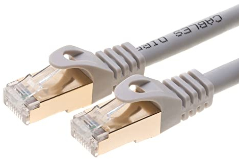 Cables Direct Online Grey Cat7 Ethernet Patch Cable High Speed 10Gpbs Network Patch Cord, SFTP Copper 600 MHz, Double-Shielded, Internet Compatible With Router, Modem, Smart TV, Laptop, Consoles 1M
