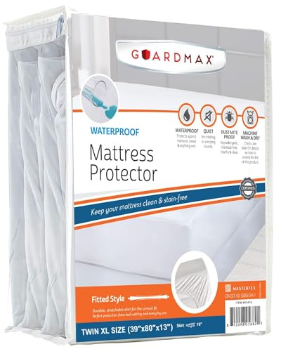 Guardmax Jersey Knitted Twin XL Size Mattress Protector - Waterproof & Dust Mite Proof Mattress Cover with Stretchable Pockets - Soft, Comfortable, & Noiseless Waterproof Fitted Sheet.(39 x 80 x 13)