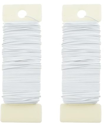 POPOYU 2 Rollen Bindedraht Weiß,Draht Blumen Basteln,35M/0.65mm Blumendraht Weiß,Basteldraht Outdoor,Pflanzendraht Basteldraht,Draht Ummantelt Weißer,Weißer Deko Bindedraht für Rosen,Blumen&Basteln