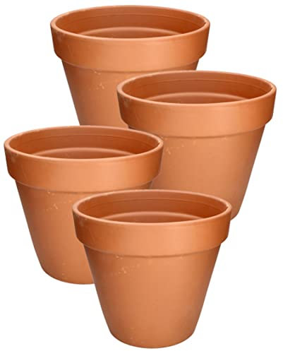 Kotarbau® Set di 4 vasi in terracotta con bordo 11 cm, per interni ed esterni, vaso per piante, per balcone o giardino, ceramica non smaltata