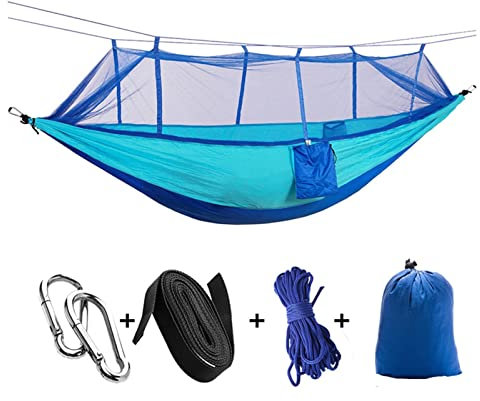 LUCBEI Schaukel 1-2 Person Outdoor Net Parachute Hängematte, Camping Hängematte, Hängendes Bett, tragbare Schaukel, Doppelstuhl, Armee grün tragbar Schaukelsitz (Color : Blauw)