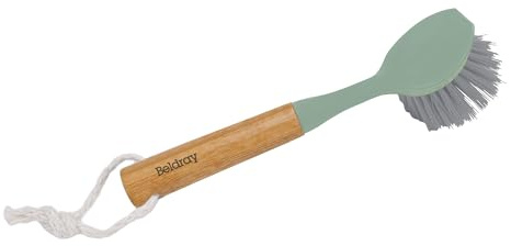 Beldray LA029036GRNEU7 Eco Dish Brush - Tough On Dirt, Bristle Scrubbing Brush, Suitable For Kitchens, Bathrooms, Tiles, Cookware, Made With New And Recycled Plastic, FSC®-certified Bamboo Handle