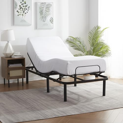 Nestl Adjustable Metal Bed Base, Wireless Remote, Twin XL Size, 38 W x 80 L x 15 H, Motorized Head and Foot Incline, Easy Assembly