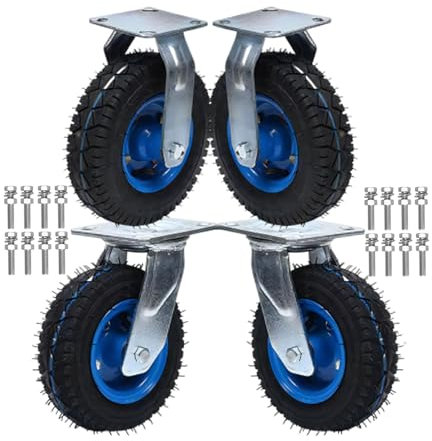 Strapazierfähige Lenkrollen, 4er SET Luftreifen Gummi Rollen Belastbar Und Druckbeständig Durchmesser 150/200/250MM Mit Kugellager Abriebfest Universalmöbel Bockrolle, Plattformwagen