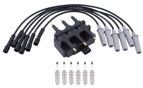 MOTOKU Ignition Coil and Spark Plug Wire Set for Chrysler Town and Country Pacifica Voyager Dodge Caravan 3.3 3.8 V6