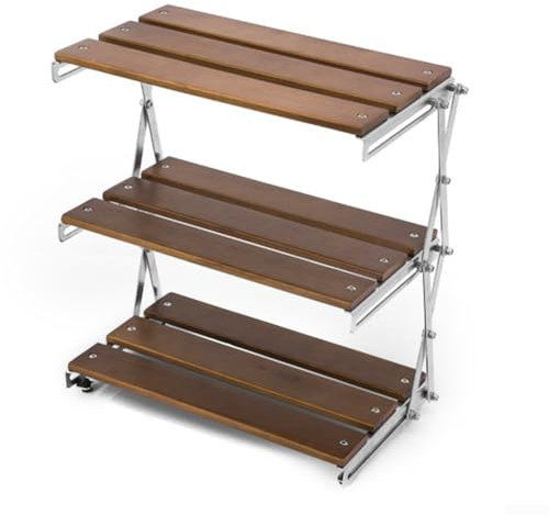 ZYWUOY Tavolo da campeggio pieghevole, in legno e ferro, per esterni, pieghevole, per picnic, campeggio, barbecue (3 strati)