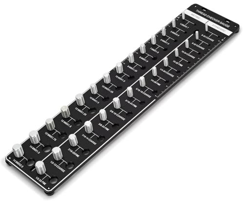 Thread Checker Standard And Metric, 28 Thread And Bolt Size Gauge, Nut And Bolt Thread Checker 14 Standard & 14 Metric, Wall-Mountable Nut Checker Featuring Drill Bit Gauge With Inch & Cm Ruler