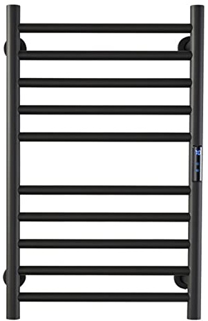 WQPMNYG Scaldasalviette Elettrico da Parete per Bagno, Nero, con Temperatura e Tempo Regolabili, radiatore scaldasalviette in Acciaio Inossidabile 304 (collegato alla Presa)