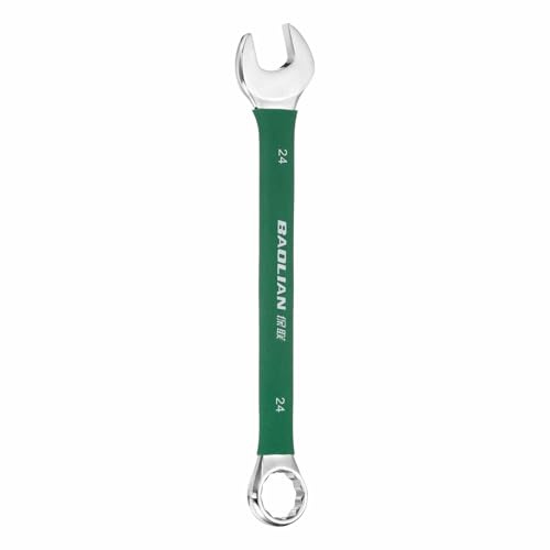 HARFINGTON 24mm Metric Combination Wrench 10 Degree Offset 12 Point Cr-V Steel Single Open End Spanner Wrenches for Automotive Repair Furniture Assembly