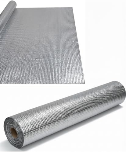 ABS (50sqm) Foil Vapour Barrier VCL Membrane 1m x 50m – Aluminium Reflective Insulation Roll for Roof, Wall & Floor – Moisture & Heat Resistant – CE Approved Thermal Insulation