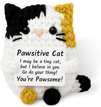 Calkkrer Lustige Häkelkatze Handgemacht Niedliches Tier Emotionale Aufmunterung Geschenk Idee Frauen Männer Freunde Mama Geburtstag Weihnachten Muttertag Abschluss