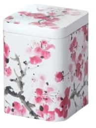 Teemando® Dose Sakura, 100 g Weißblech, eckig, Stülpdeckel, matt 7,3 x 7,3 x 10 cm von Cha Cult