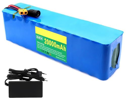 Batería de litio de 48 V, paquete de baterías de 48 V y 20 Ah para bicicleta eléctrica, batería para patinete eléctrico 13S3P con placa de protección BMS y cargador. 48V 20Ah,XT30+JST