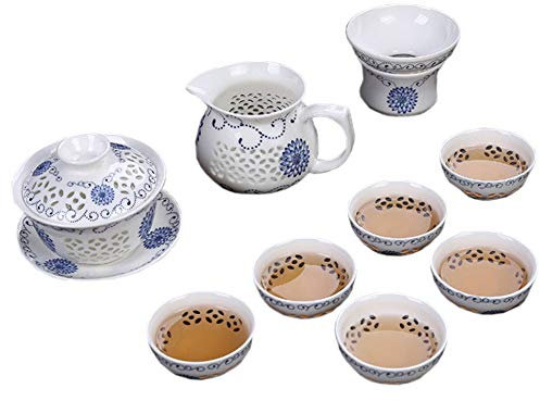 Chinesisches Yixing Zisha Kungfu Gaiwan Teeservice (bestehend aus 3-teiligem Gaiwan, Teetablett und 4 Teetassen)