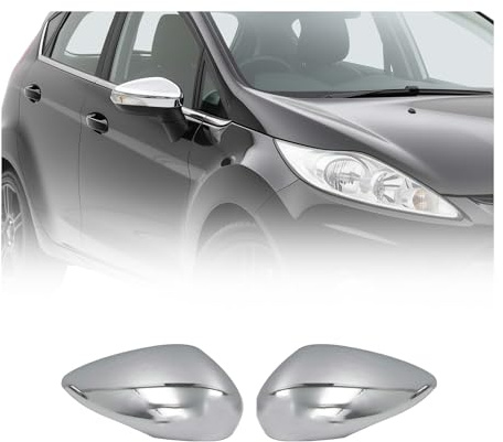 OMAC Spiegelkappen Spiegelabdeckung kompatibel mit Ford Fiesta/B-Max 2008-2017 Chrom ABS Grau
