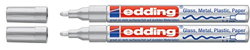 Edding 751 Lackmarker M Spitze, Doppelpack, silber