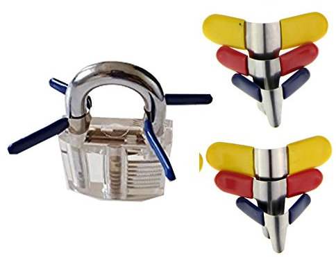 Lockpicking mit Flügelklammern Padlock Shims Schloss öffnen ohne Dietrich blaue Metall Klammer