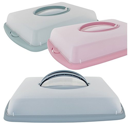 Kuchencontainer 2 Stück Tortenbehälter, Lebensmittel Transportbox mit klappbaren Griffen 43 x 31 x 9 cm 6,5 Liter Farbauswahl, Made in Europe, Farbe:Grün