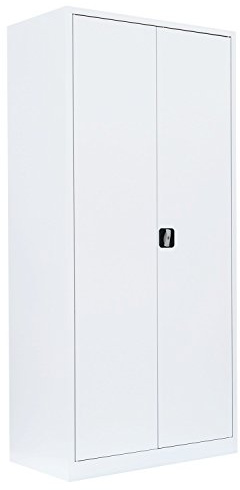 Flügeltürenschrank weiß Aktenschrank 195x92,5x50cm kompl. montiert | Metallschrank, abschließbar, Lagerschrank, Büroschrank, Werkzeugschrank