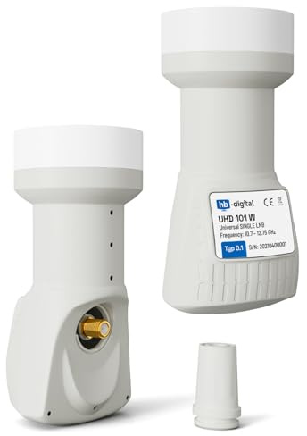 HB-DIGITAL 2X Single LNB LNC 1 Teilnehmer Direkt (Zwei Stück) Full HD TV 3D 4K Weiß Weiss White ■ Kontakte vergoldet ■ Wetterschutz