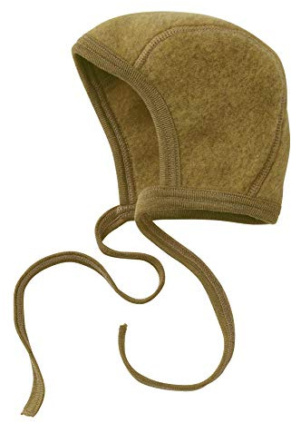 Engel Natur - 100% wol-fleece strikmutsje - Saffraan