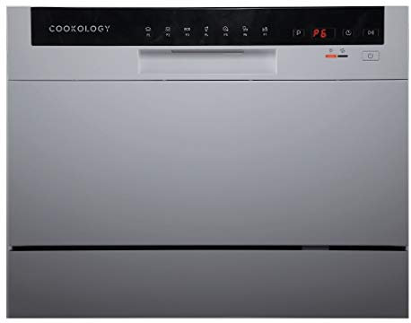 Cookology CTTD6WH Mini Counter Top Dishwasher in Silver - 6.5 Litre Capacity - Table Top - Compact Design - 6 Drying Settings - 7 Wash Cycles - ECO Friendly Mode