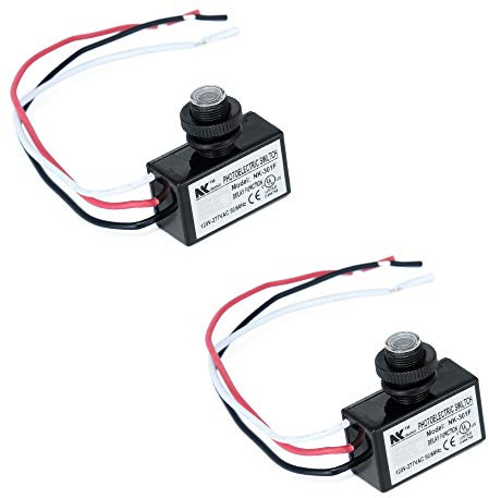 KOOBOOK 2Pcs AC 120-277V Photoelectric Switch Dusk to Dawn Button Flush Mount Photo Control Eye Switch Light Photocell Sensor