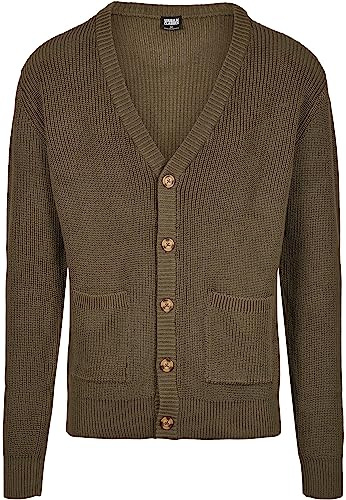 Urban Classics Homme Cardigan Boxy Sweatshirts, Olive, S