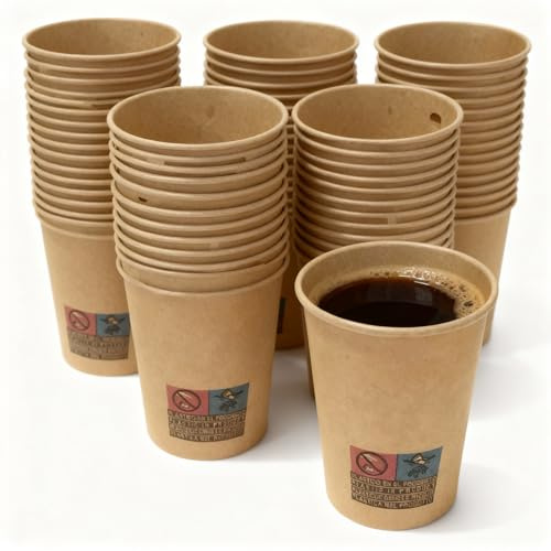 VASOMADRID - Vasos Cafe Desechables, 220 ml (7oz), 1000 uds, De Cartón Kraft, Ideal para Café, Infusiones, Chocolate, Catering, Eventos, Resistente al Calor y Frio, Reciclables